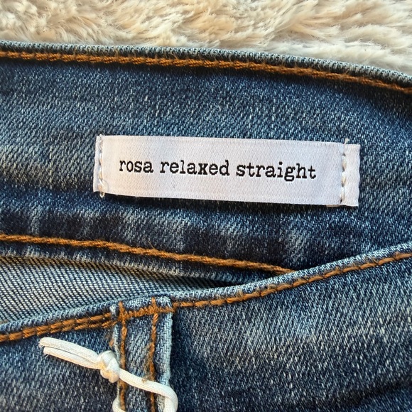 Jessica Simpson Blue Straight-Leg Jeans with Bleach Floral Details - Picture 9 of 16